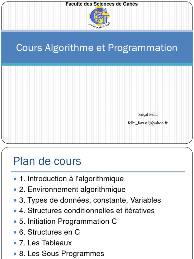 Cours sur Algorithme et Programmation | PDF | Programmation ...