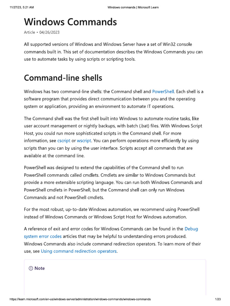 Windows Command Manual | PDF