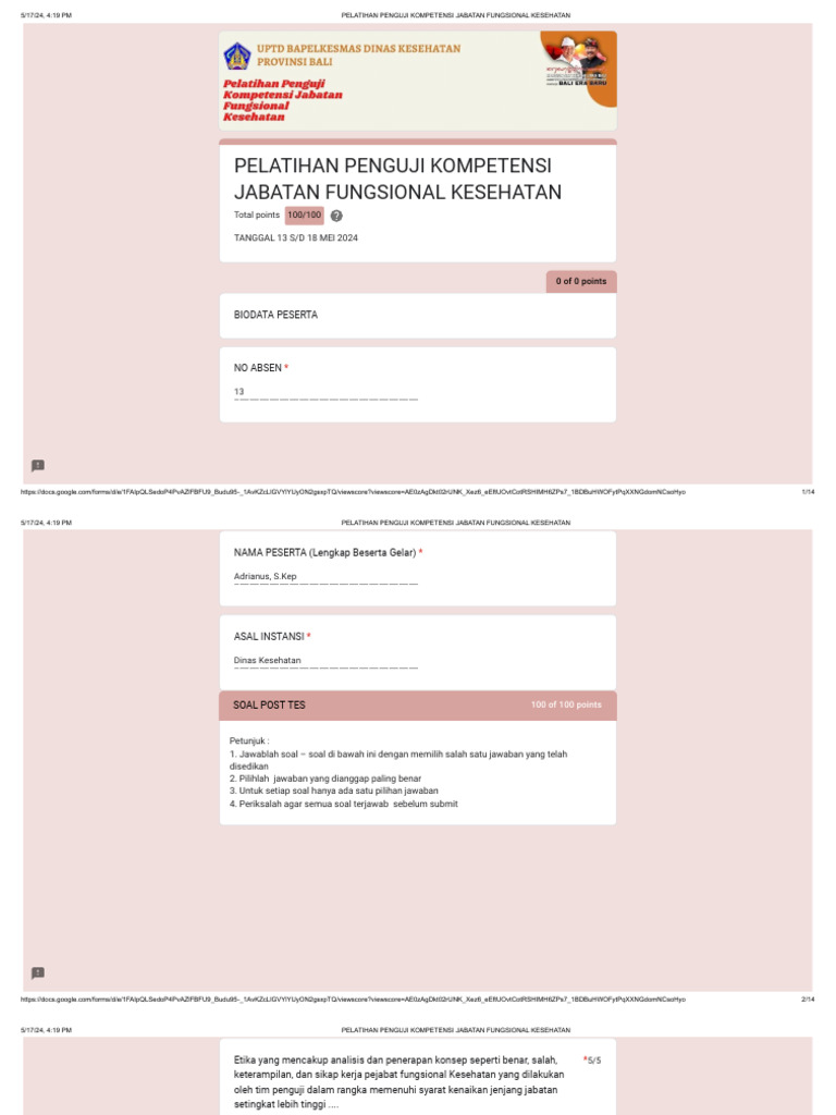 Pelatihan Penguji Kompetensi Kesehatan | PDF