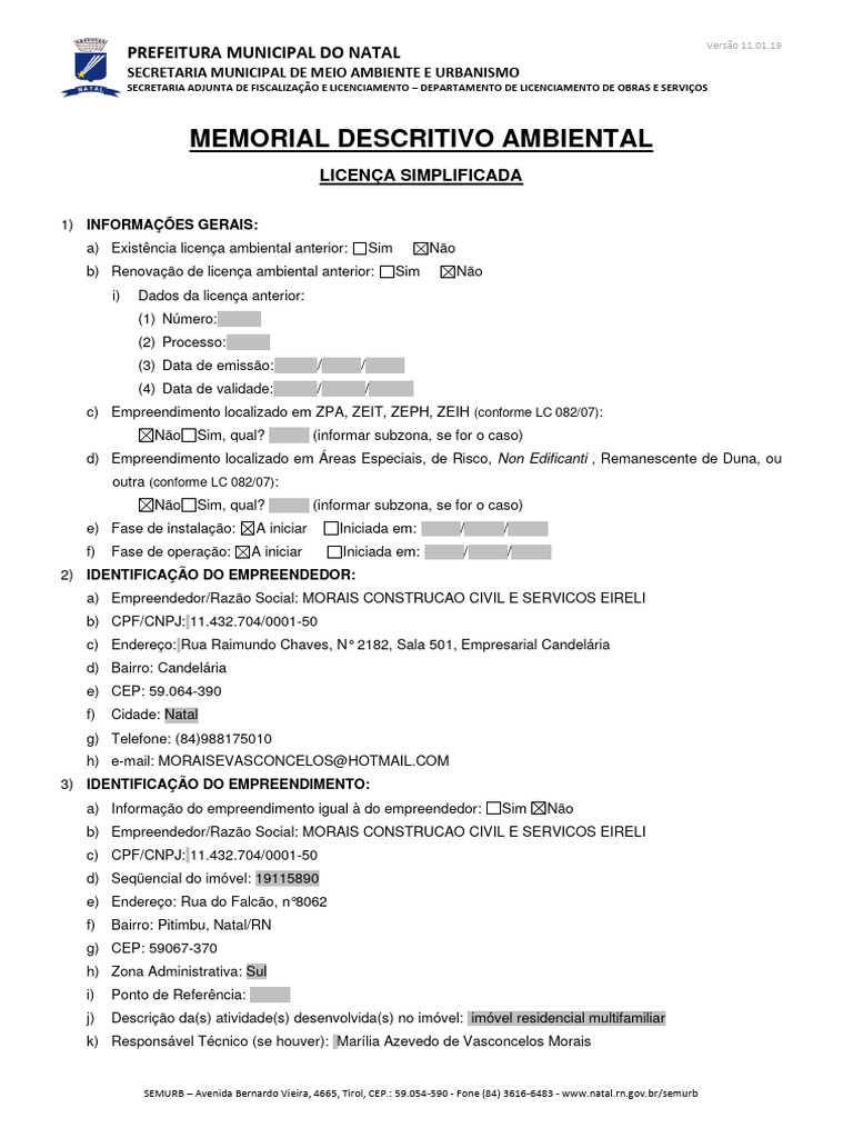 Memorial Descritivo Ambiental Mda 5fc51c2fc28a1 | Download grátis PDF ...