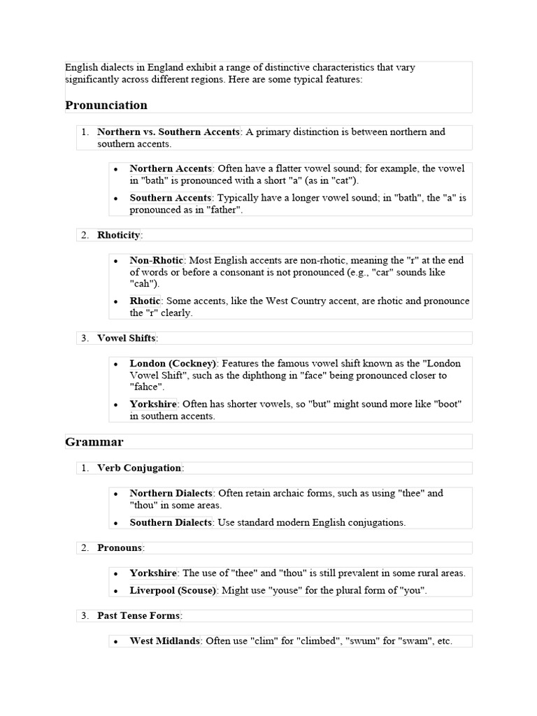 Distinctive English Dialects Explained | PDF | English Language ...