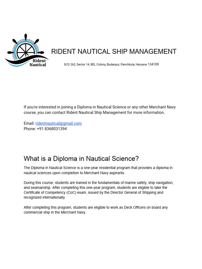 Everything you need to know about diploma in nautical science program