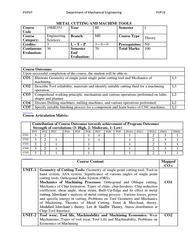 2.Metal Cutting and Machine Tools PDF Machining Grinding