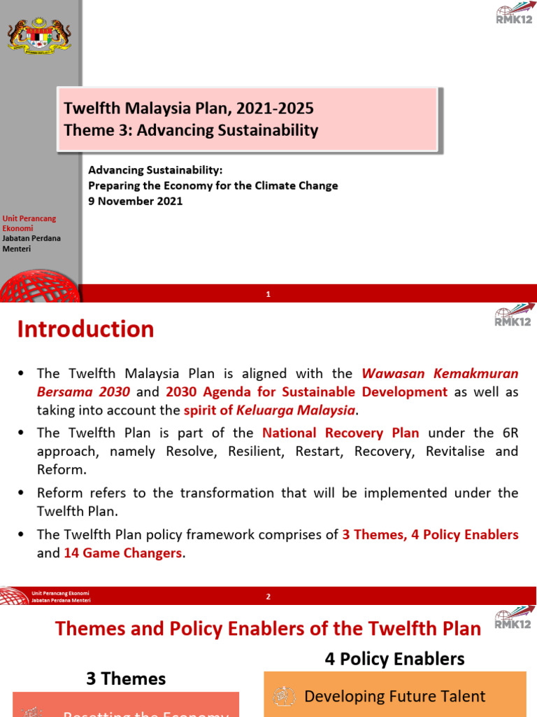 Twelfth Malaysia Plan Climate Initiatives Pdf Sustainability