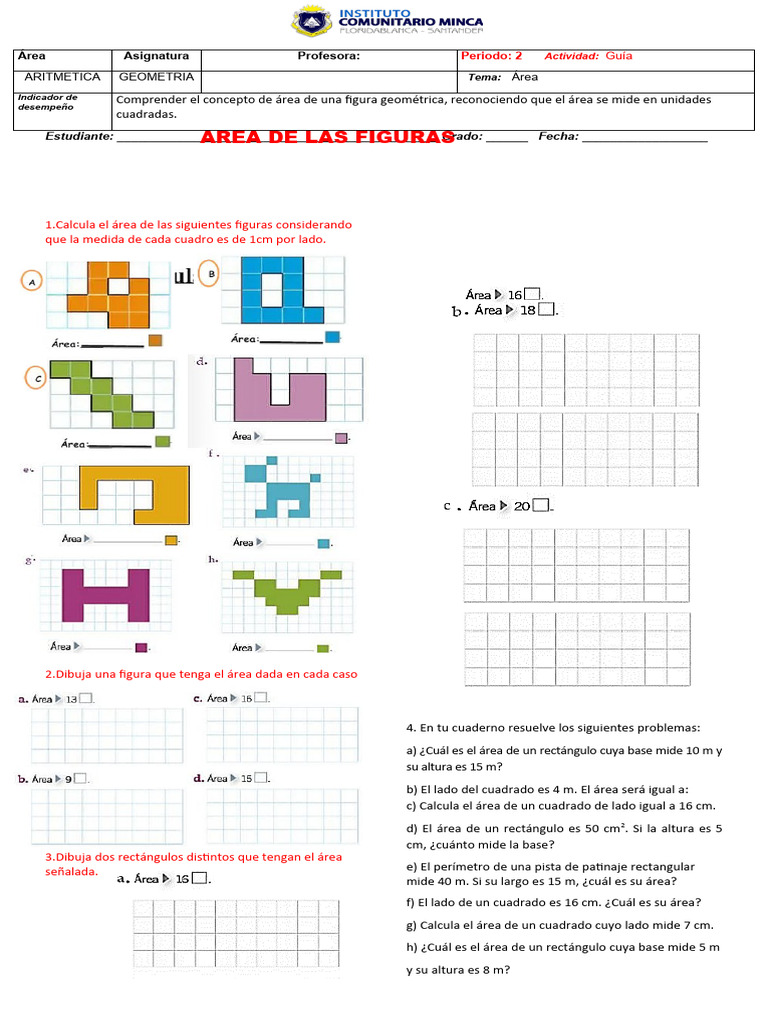 Guía para Calcular Áreas Geométricas | PDF