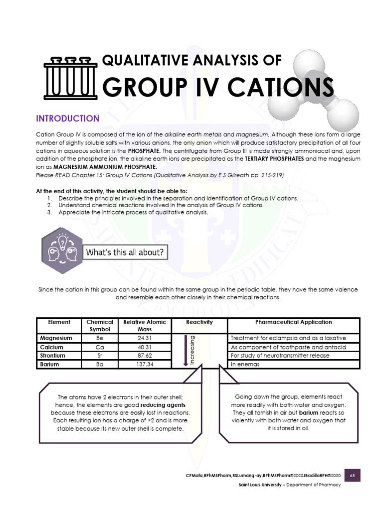 Qualitative Analysis of Group IV Cations | PDF | Salt (Chemistry ...