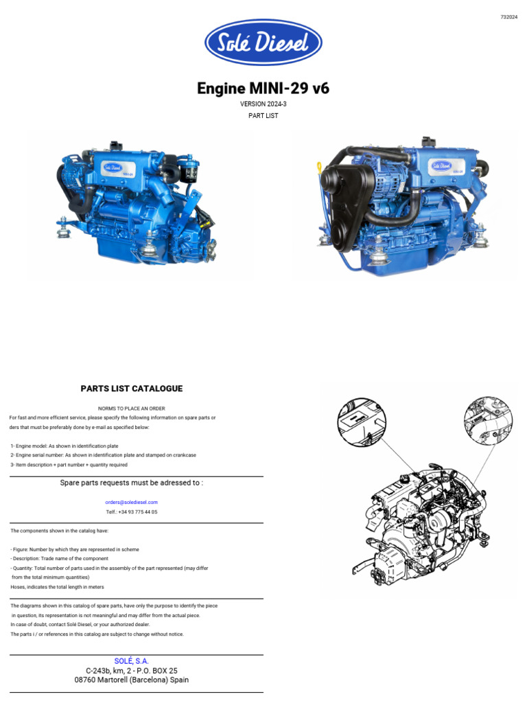 Solé Mini 29 V6 Parts Catalogue | PDF | Washer (Hardware) | Engines