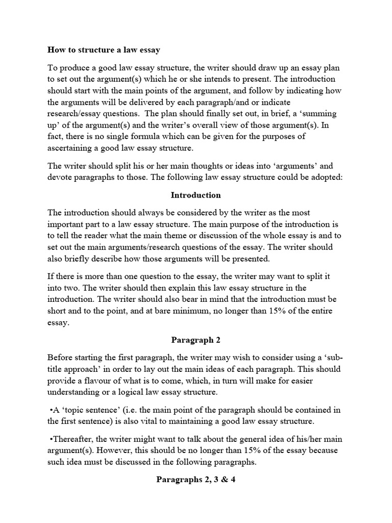 How To Structure A Law Essay Download Free Pdf Essays Argument