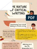 The Nature of Critical Writing Presentation