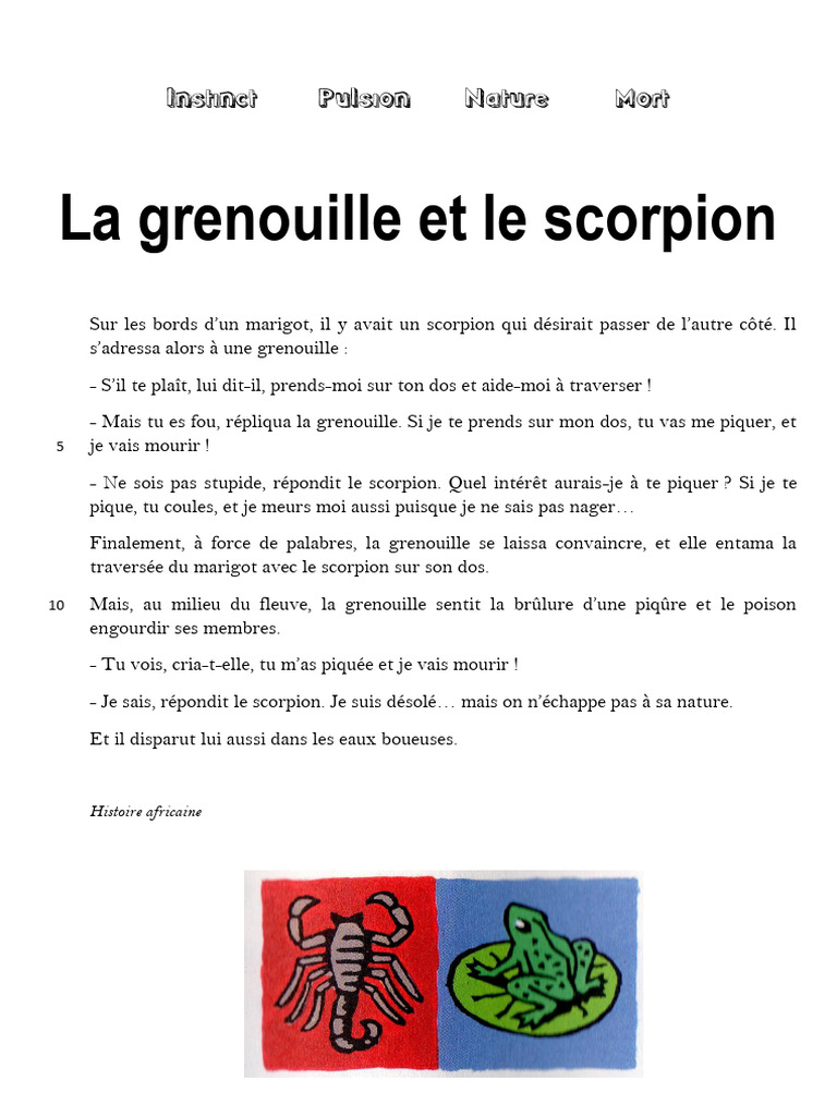 Fable du Scorpion et de la Grenouille PDF Jeunes adultes — free download