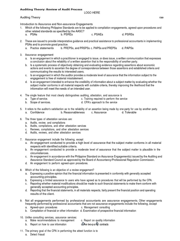 Auditing Theory: Assurance Engagements Guide | PDF | Audit | Financial ...