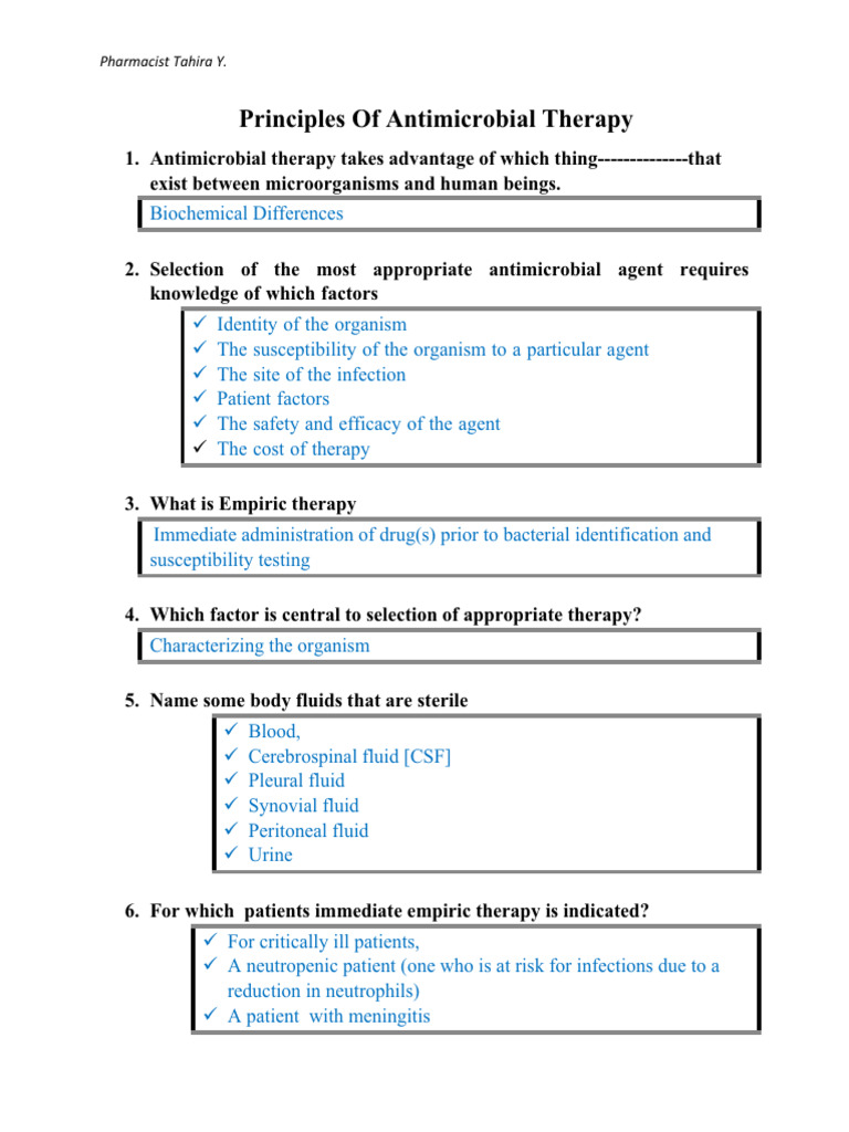 Principles of Antimicrobial Therapy | PDF | Beta Lactamase | Penicillin