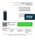 Foco Faro 100w E-27 Bollard Ip65 160x645mm Negro