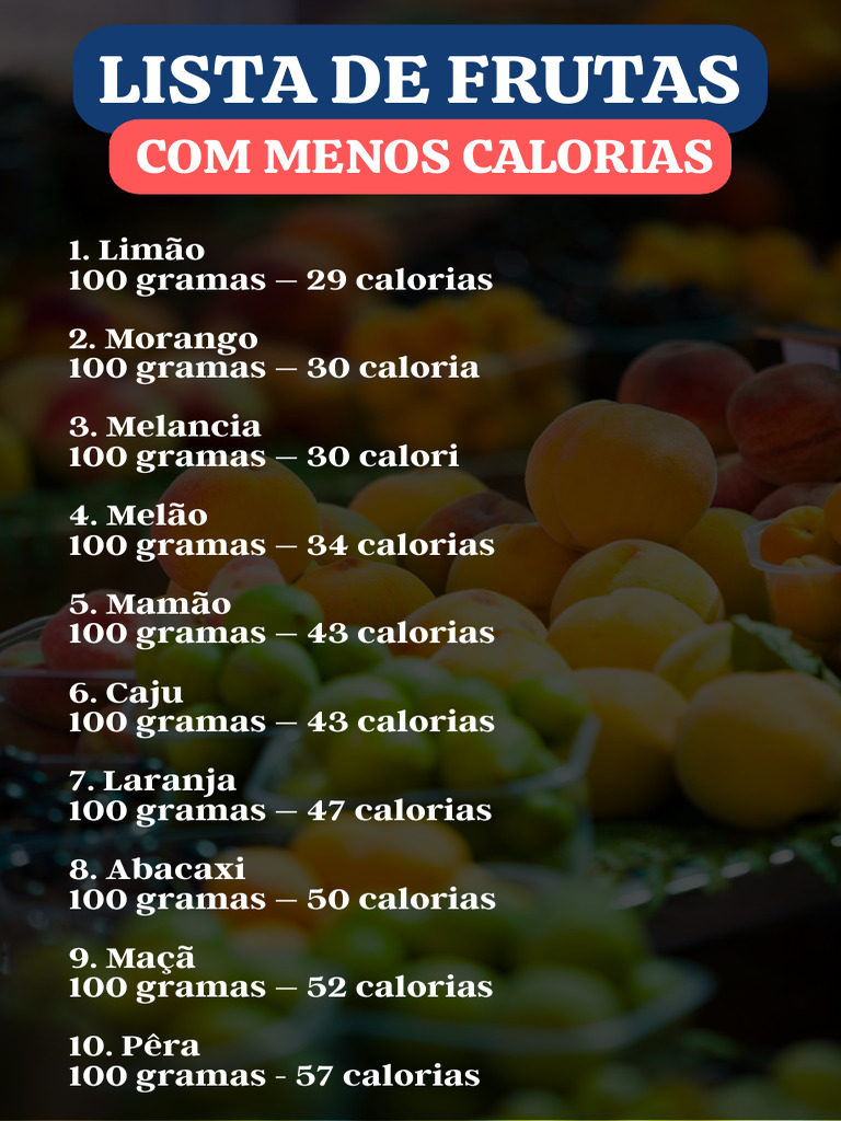 Lista de Frutas Com Menos Calorias | PDF
