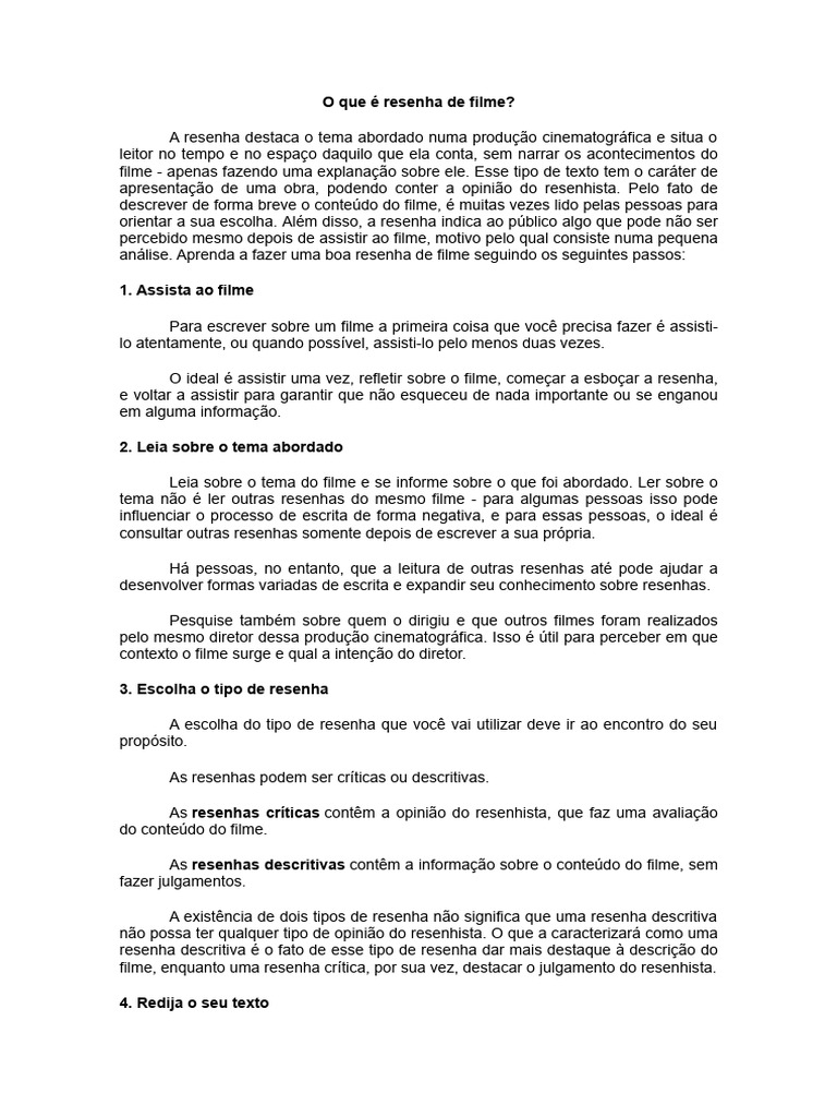 Como Escrever Resenha de Filme | PDF | Jogos e Atividades | Filosofia