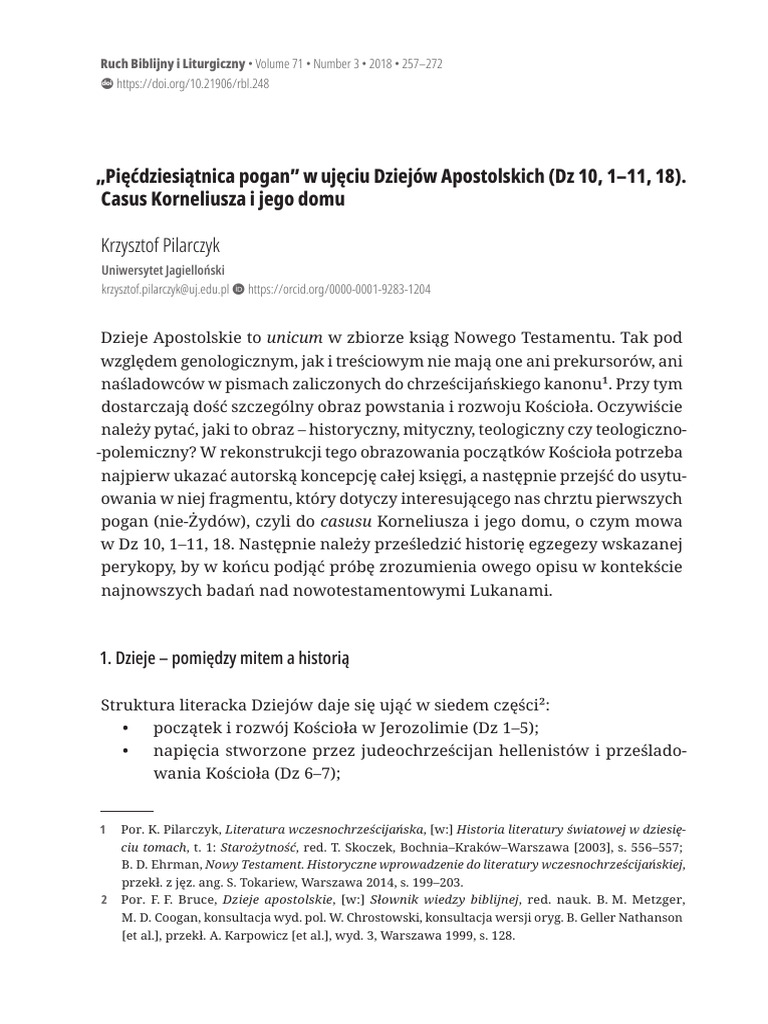 Pięćdziesiątnica Pogan W Ujęciu Dziejów Apostolskich | PDF