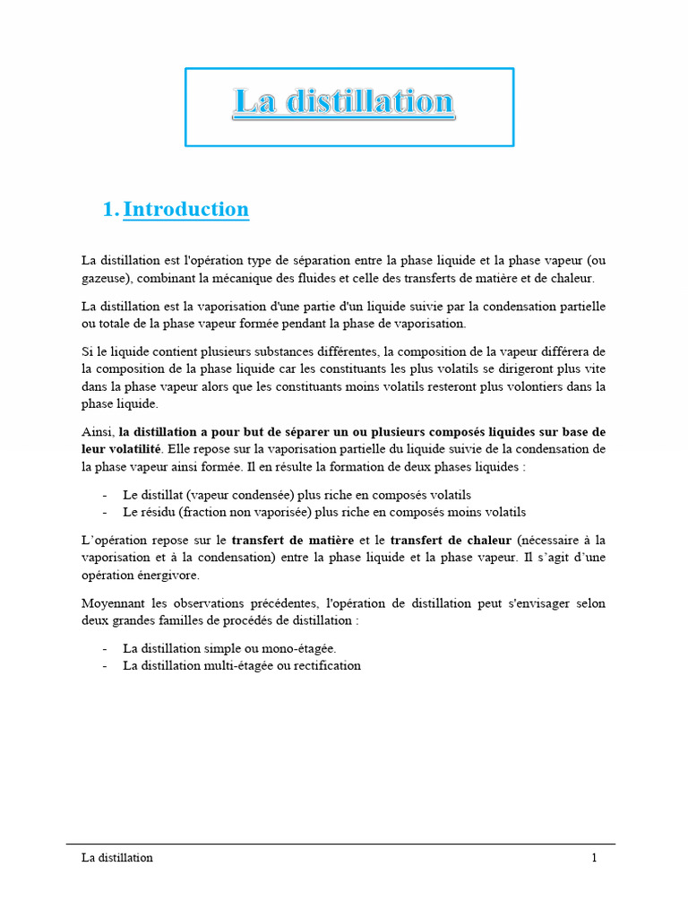Processus de Distillation et Séparation | PDF | Distillation | Grandeur ...
