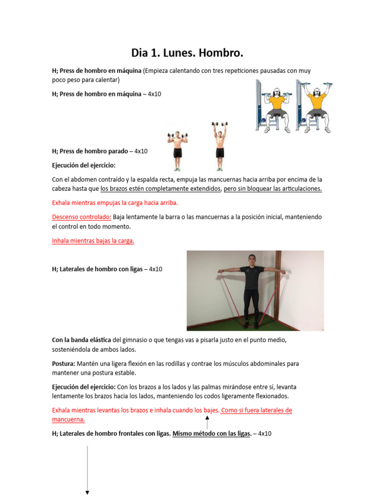 Rutina de Ejercicios Semanal Detallada | PDF | Entrenamiento con pesas ...