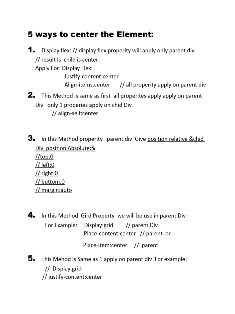 5 Ways To Center The Element | PDF | Computer File Formats | Web ...