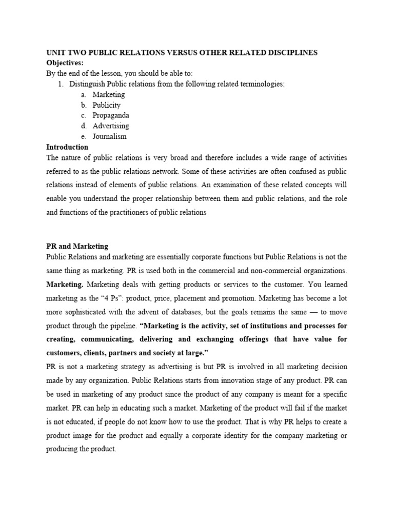 Distinguishing Public Relations from Others | PDF | Public Relations ...