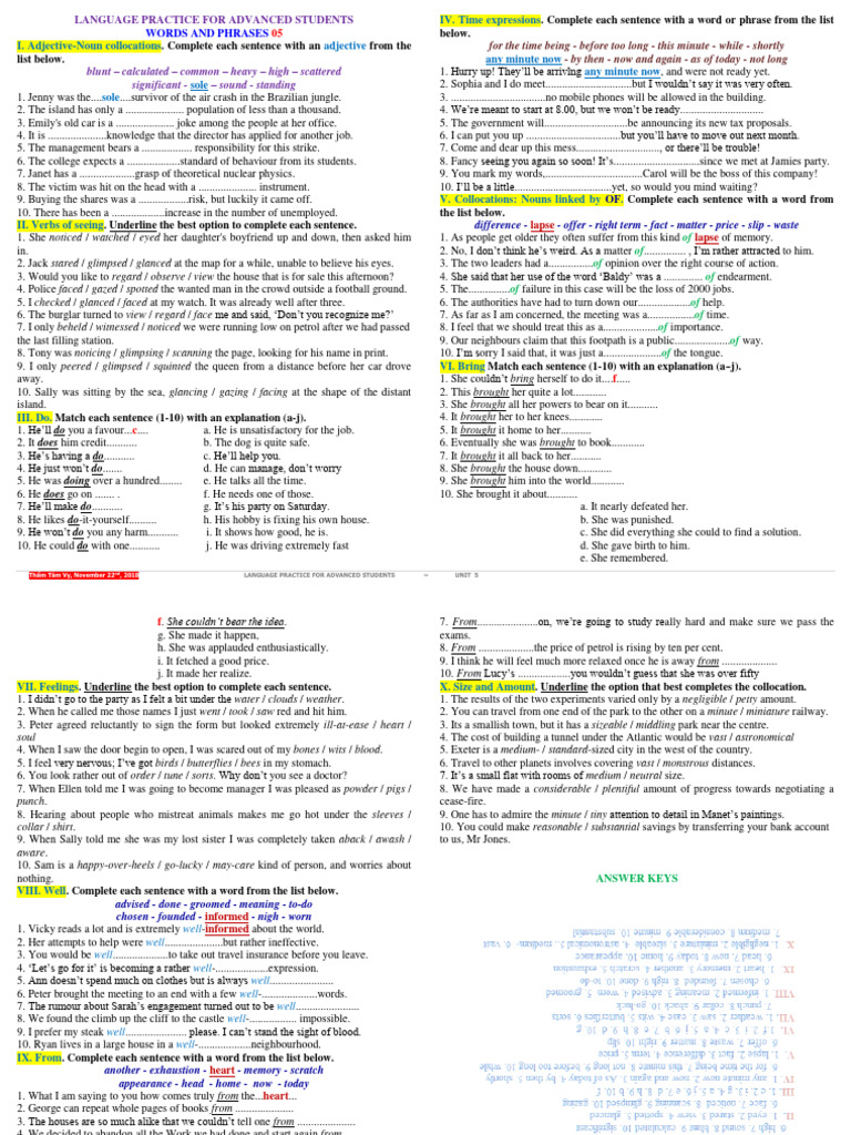 12580.language Practice 054 - Advanced Level | PDF | Linguistics