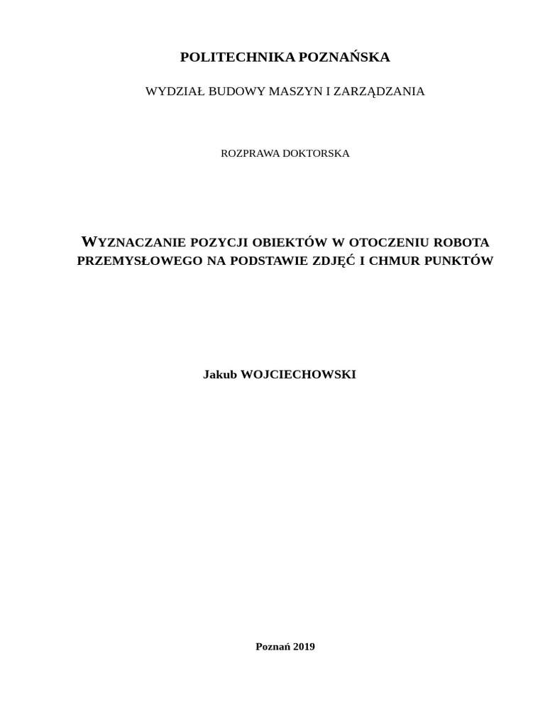 Jakub wojciechowski wyznaczanie pozycji obiektow w otoczeniu robota