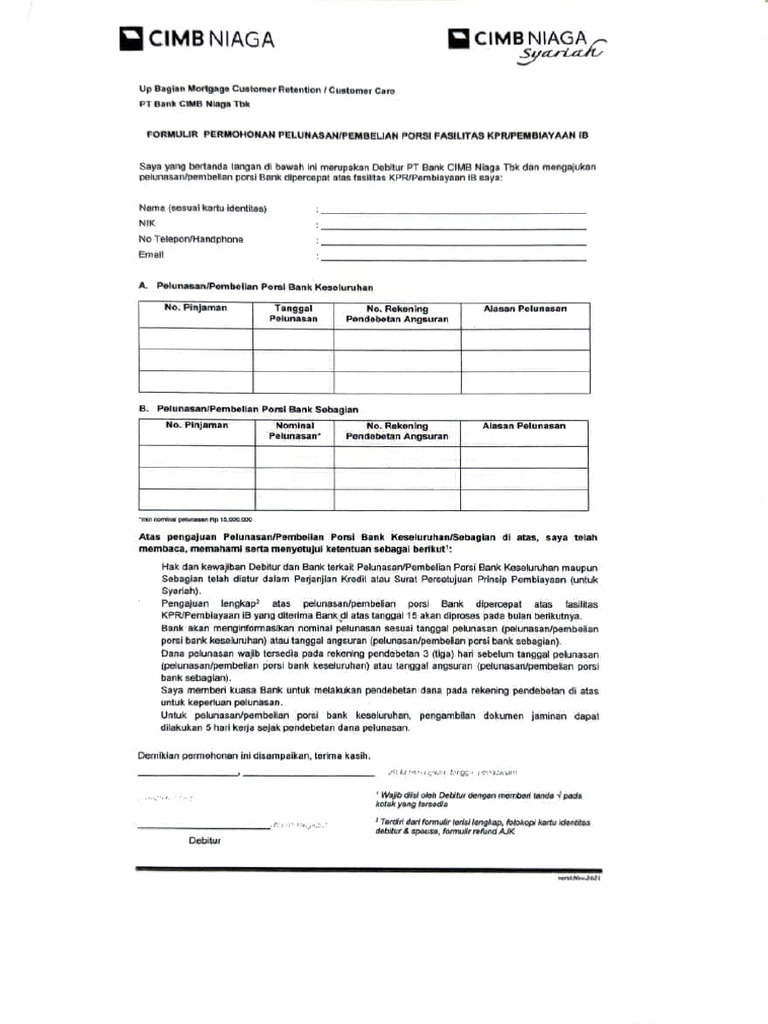Form Pelunasan & Refund Asuransi | PDF