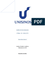 Análise de Investimentos - Resolução Exercícios Lista 2