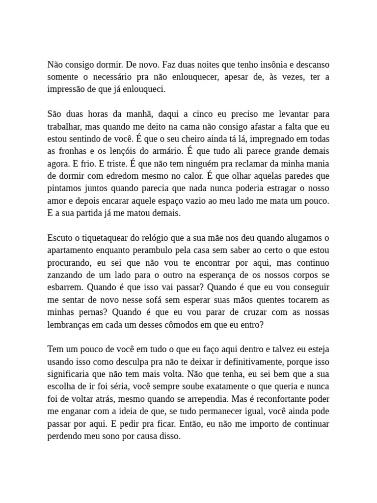 Insônia e Lembranças de Amor Perdido | PDF