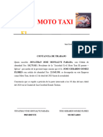 Constacia de Trabajo Mototaxi El Rio