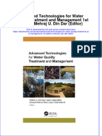 Full Ebook of Advanced Technologies For Water Quality Treatment and Management 1St Edition Mehraj U Din Dar Editor Online PDF All Chapter