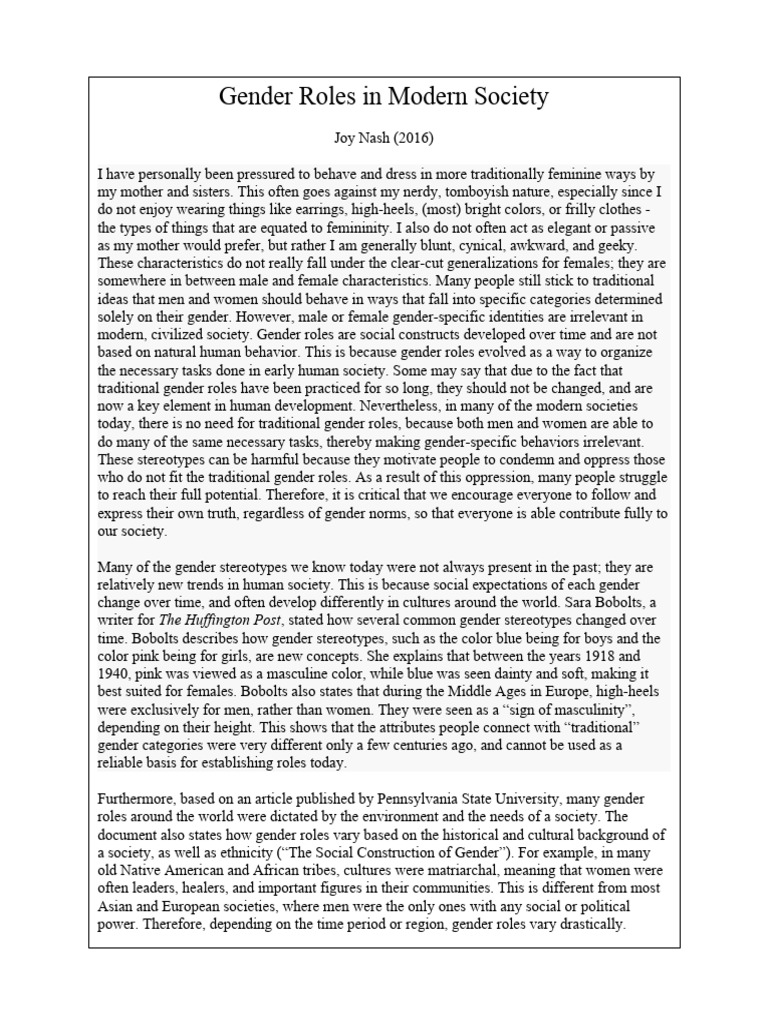 Journal - Contemporary Gender Roles | PDF | Gender | Gender Studies