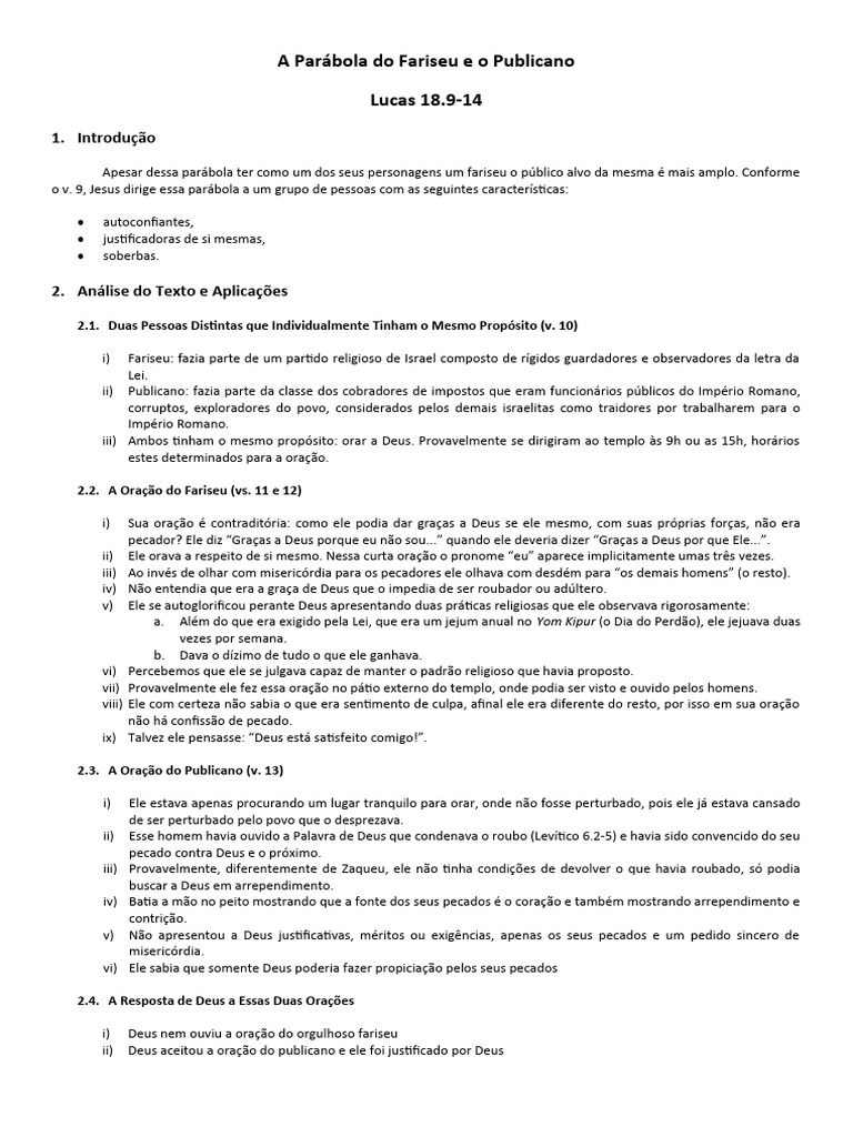 Oração do Fariseu e do Publicano | PDF | Oração | Pecado