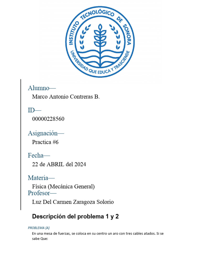 Practica 6 | PDF | Masa | Ecuaciones