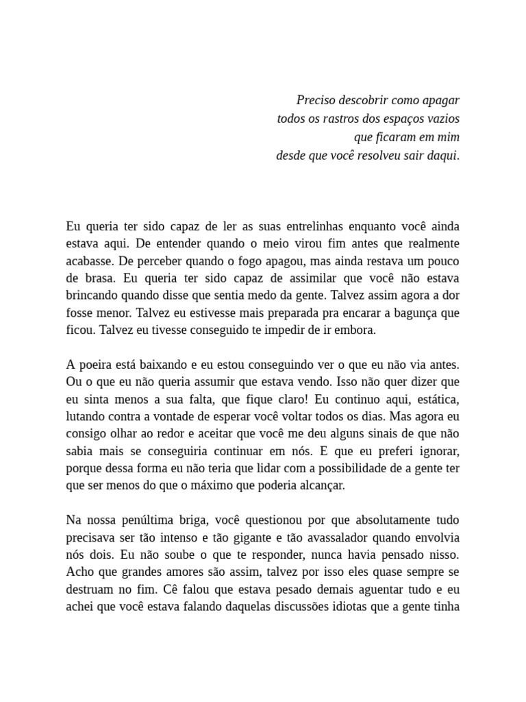 Reflexões sobre um amor perdido | PDF