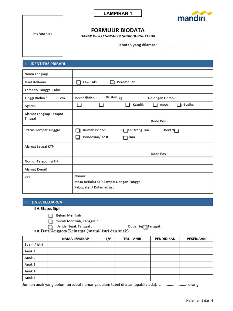 FORM BIODATA-siap | PDF