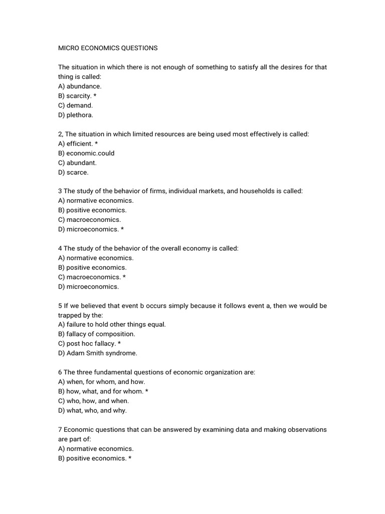 Microeconomics Questions and Concepts | PDF