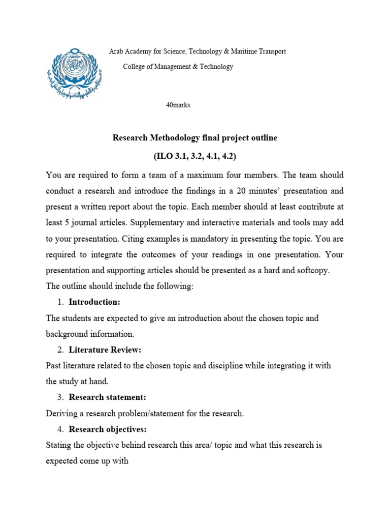 Research Methodology Project Outline | PDF | Career & Growth | Art