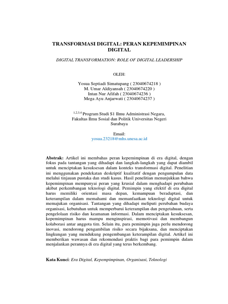 Kepemimpinan Digital di Era Transformasi | PDF
