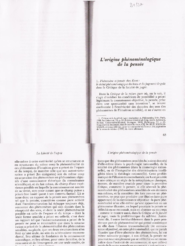 Marc Richir 8427 Lorigine Phénoménologique De La Pensée - 