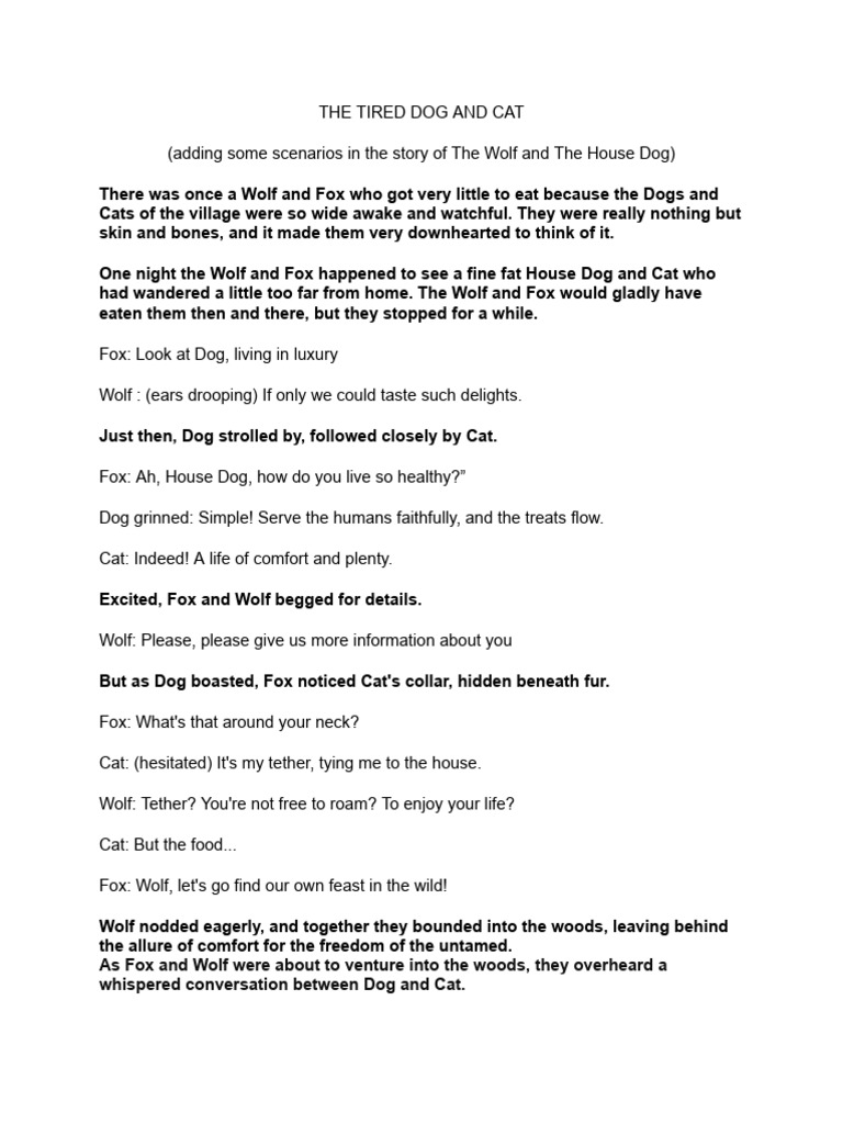 The Tired Dog and Cat | PDF | Dogs | Cats