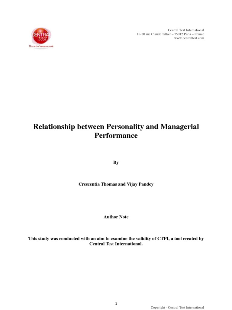 CTPI Criterion Validity Study | PDF | Quantitative Research | Leadership
