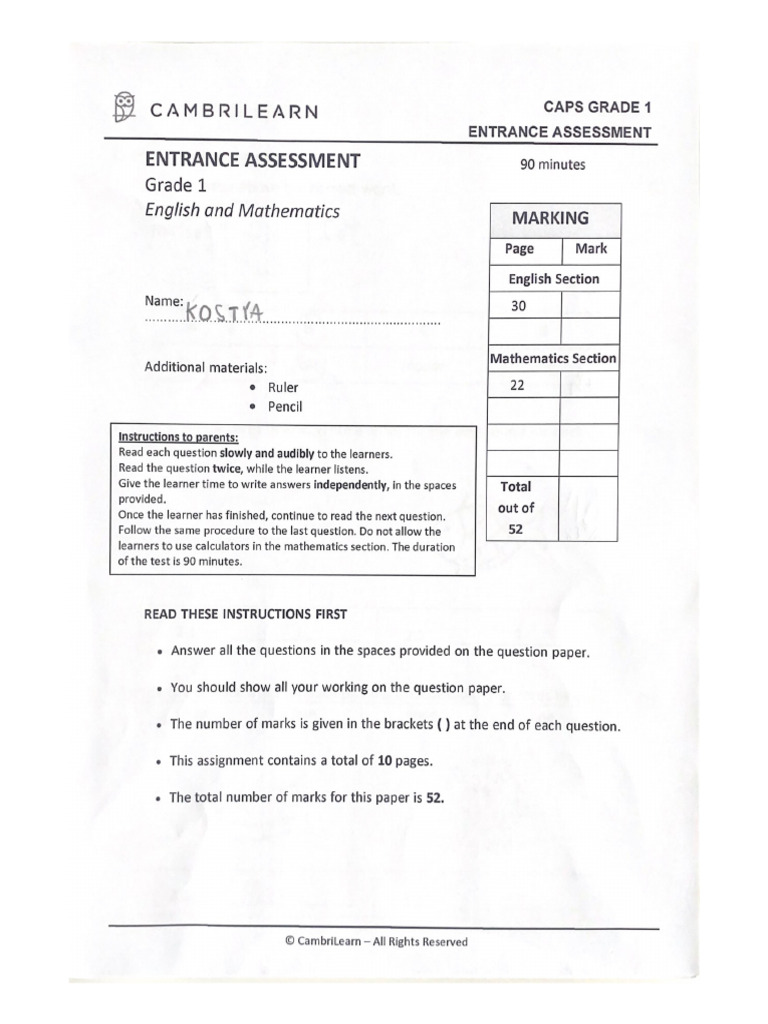Caps Grade 1 | PDF