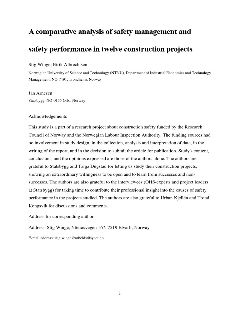 Construction Safety Management Analysis | PDF | Occupational Safety And ...