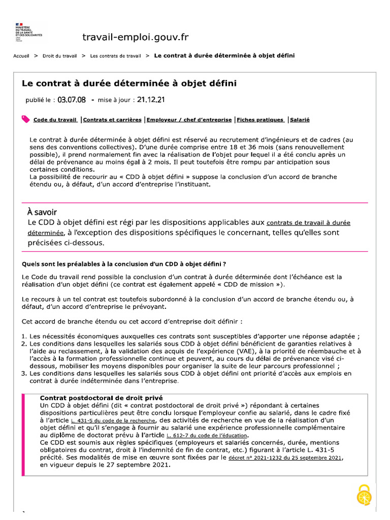 CDD A Objet Defini 090224 | PDF