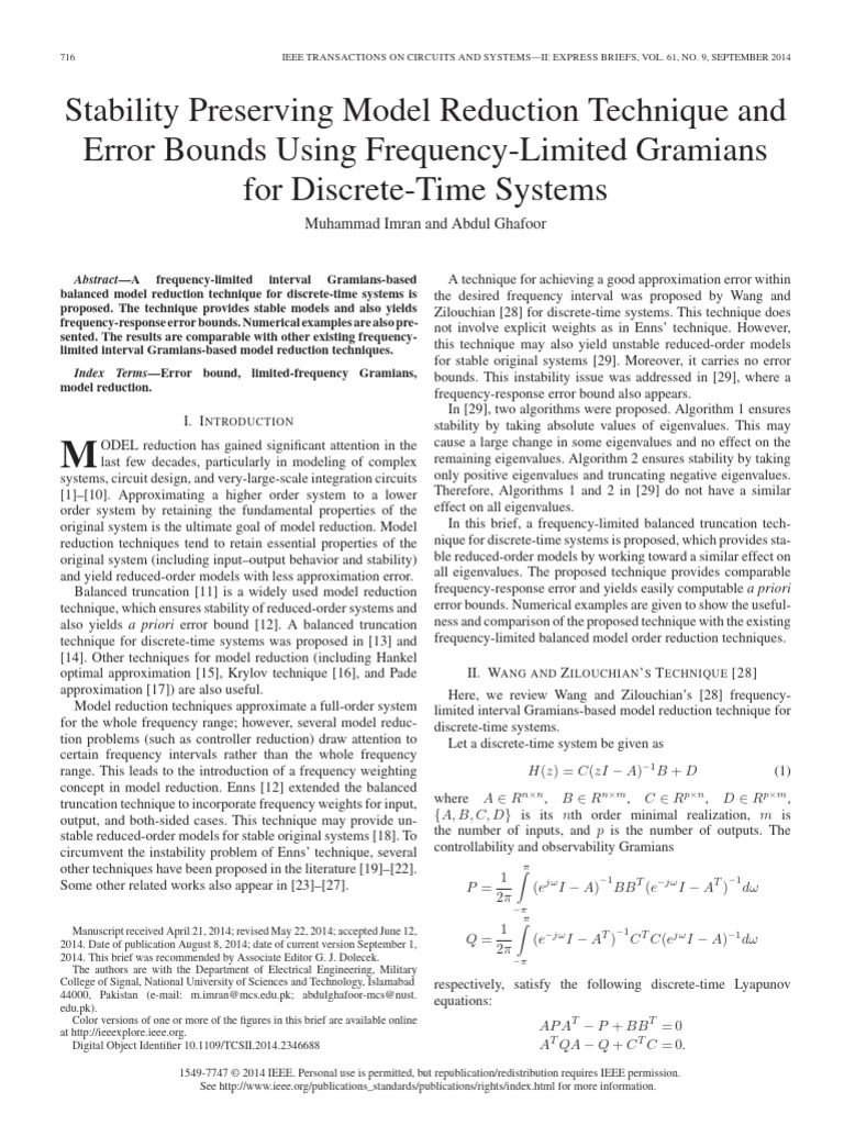 Stability in Model Reduction Techniques | PDF | Eigenvalues And ...