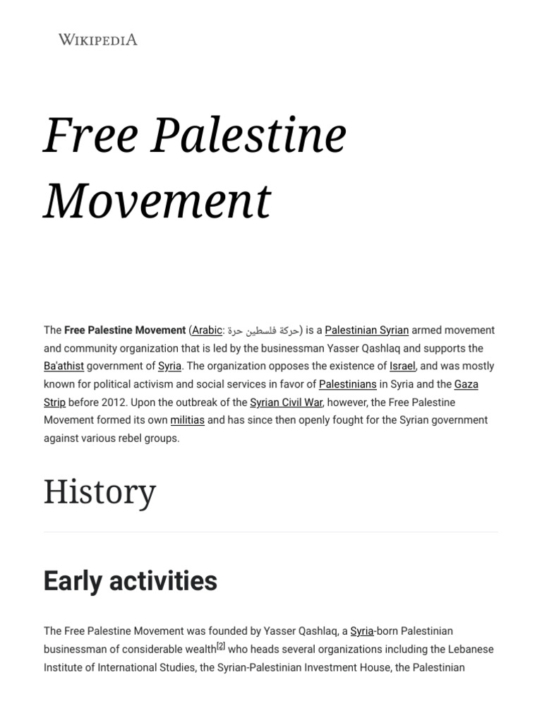 Free Palestine Movement - Wikipedia | PDF | State Of Palestine | World