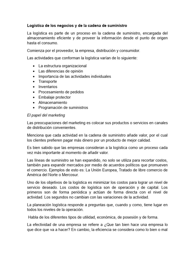 Logística y Cadena de Suministro | PDF | Logística | Business