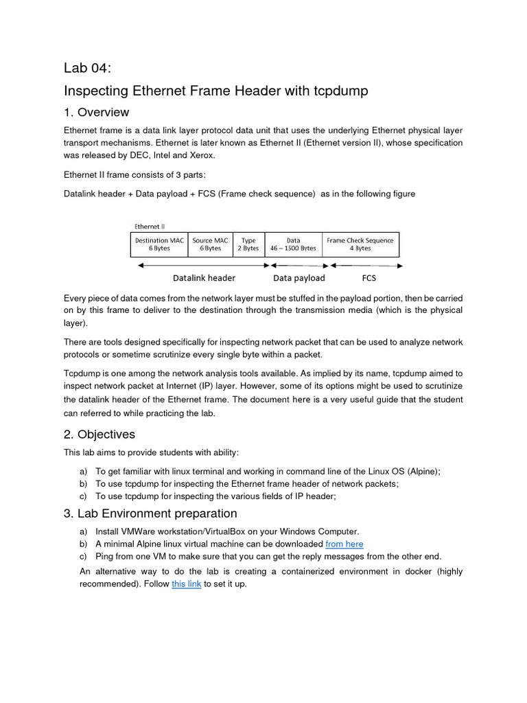 Inspecting Ethernet Frames with Tcpdump | PDF | Ethernet | Computer Network