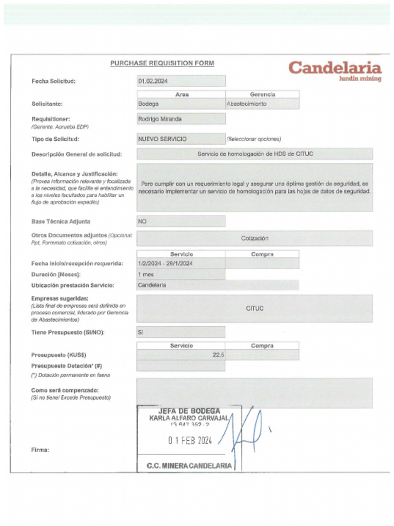 PR Form Servicio de Homologación de HDS | PDF